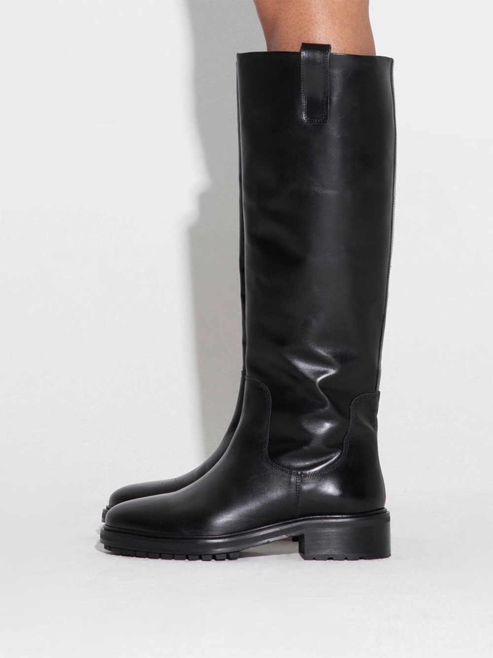 Aeyde Henry black leather knee high boots